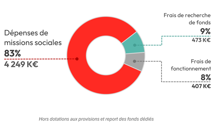 Graphique présentant la répartition des comptes de la Fondation