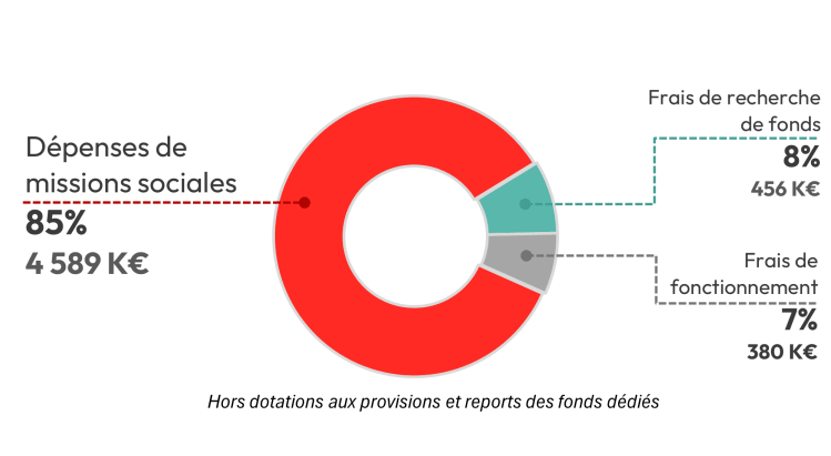 Graphique présentant la répartition des comptes de la Fondation pour 2024